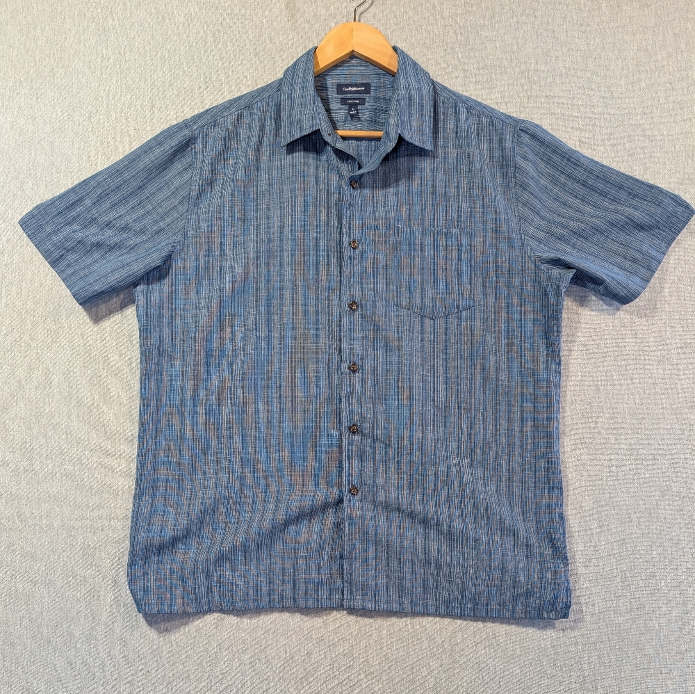 Croft & Barrow Easy Care Shirt Men's Large Blue Striped Plaid
